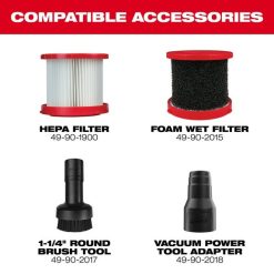 Milwaukee Tools Milwaukee M18 Cordless 2 Gallon Wet/Dry HEPA Vacuum 0880-20 5 Milwaukee Tools Milwaukee M18 Cordless 2 Gallon Wet/Dry HEPA Vacuum 0880-20 -Klein Tools Shop 0880 20 4