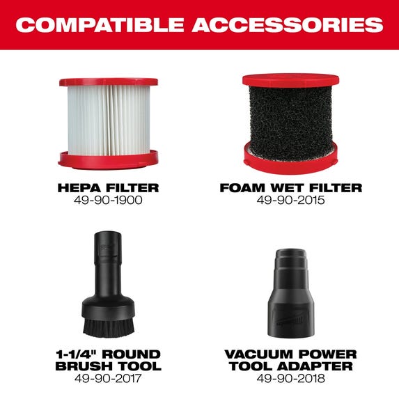 Milwaukee M18 Cordless 2 Gallon Wet/Dry HEPA Vacuum 0880-20 Milwaukee Tools Milwaukee M18 Cordless 2 Gallon Wet/Dry HEPA Vacuum 0880-20 -Klein Tools Shop 0880 20 4