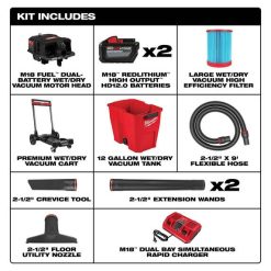 Milwaukee Tools Milwaukee M18 FUEL 12 Gallon Dual-Battery Wet/Dry Vacuum Kit 0930-22HD -Klein Tools Shop 0930 22hd 6