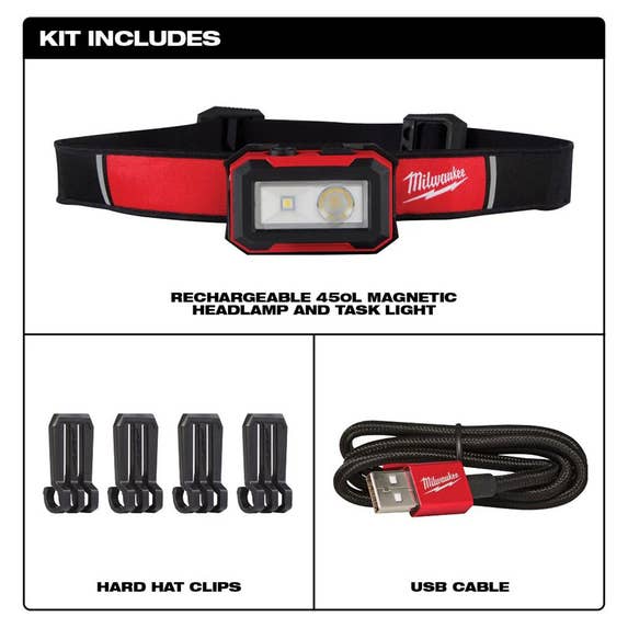 Milwaukee Rechargeable 450L Headlamp 450 Lumens 2012R Milwaukee Tools Milwaukee Rechargeable 450L Headlamp 450 Lumens 2012R -Klein Tools Shop