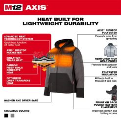 Milwaukee Tools Milwaukee M12 Gray Heat AXIS Hooded Jacket Kit 205G-21 9 Milwaukee Tools Milwaukee M12 Gray Heat AXIS Hooded Jacket Kit 205G-21 -Klein Tools Shop 205g 21 8