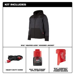 Milwaukee Tools Milwaukee M12 Gray Heat AXIS Hooded Jacket Kit 205G-21 10 Milwaukee Tools Milwaukee M12 Gray Heat AXIS Hooded Jacket Kit 205G-21 -Klein Tools Shop 205g 21 9