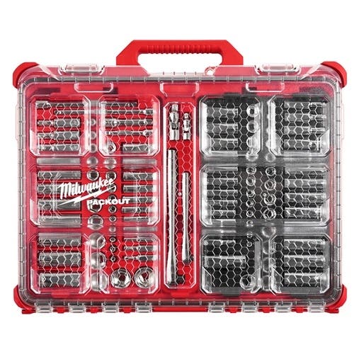 Milwaukee 1/4" & 3/8" Drive 106pc SAE & METRIC Ratchet & Socket Set PACKOUT 48-22-9486 Milwaukee Tools Milwaukee 1/4" & 3/8" Drive 106pc SAE & METRIC Ratchet & Socket Set PACKOUT 48-22-9486 -Klein Tools Shop