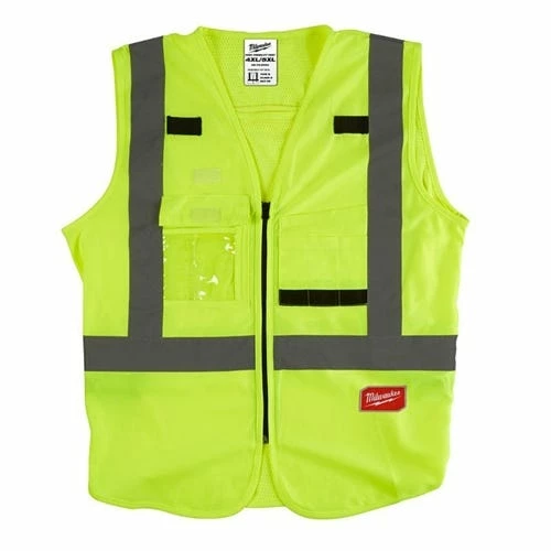 Milwaukee Tools Milwaukee Class 2 High Visibility 10 Pocket Yellow ANSI Safety Vest - Small/Medium 48-73-5021