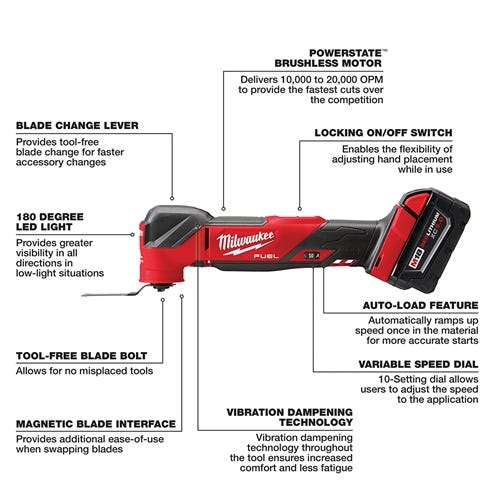 Milwaukee M18 FUEL Oscillating Multi-Tool (Bare Tool) 2836-20 Milwaukee Tools Milwaukee M18 FUEL Oscillating Multi-Tool (Bare Tool) 2836-20 -Klein Tools Shop 23670 3 gjfb5shsopt0blu6