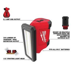 Milwaukee Tools Milwaukee M12 ROVER Pivot Service Flood Light LED 700 Lumens & USB Charging 2367-20 4 Milwaukee Tools Milwaukee M12 ROVER Pivot Service Flood Light LED 700 Lumens & USB Charging 2367-20 -Klein Tools Shop 23744 3 prjhkdilasonmsl4