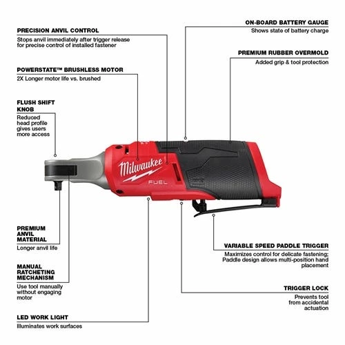 Milwaukee M12 FUEL 1/4" High Speed Ratchet 2566-20 Milwaukee Tools Milwaukee M12 FUEL 1/4" High Speed Ratchet 2566-20 -Klein Tools Shop