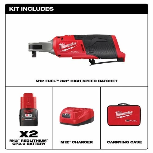 Milwaukee M12 FUEL 3/8" High Speed Ratchet Kit 2567-22 Milwaukee Tools Milwaukee M12 FUEL 3/8" High Speed Ratchet Kit 2567-22 -Klein Tools Shop