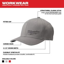 Milwaukee Tools Milwaukee Fitted Gray Hat - Fit 504G 6 Milwaukee Tools Milwaukee Fitted Gray Hat - Fit 504G -Klein Tools Shop 24335 3 hkbdim3bljbok3yb