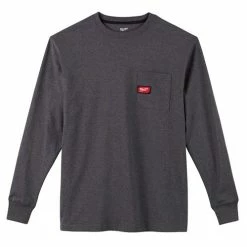 Milwaukee Tools Milwaukee Heavy Duty Long Sleeve Gray Pocket T-Shirt 602G