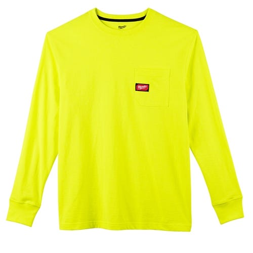 Milwaukee Heavy Duty Long Sleeve High Visibility Pocket T-Shirt 602HV Milwaukee Tools Milwaukee Heavy Duty Long Sleeve High Visibility Pocket T-Shirt 602HV -Klein Tools Shop