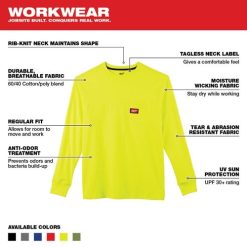 Milwaukee Tools Milwaukee Heavy Duty Long Sleeve High Visibility Pocket T-Shirt 602HV 5 Milwaukee Tools Milwaukee Heavy Duty Long Sleeve High Visibility Pocket T-Shirt 602HV -Klein Tools Shop 24347 2 9uxlydttx5lgjdog