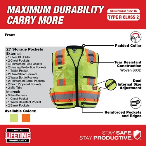 Milwaukee Type R Class 2 Surveyor's High Visibility 27 Pocket Orange Safety Vest - 4XL/5XL 48-73-5168 Milwaukee Tools Milwaukee Type R Class 2 Surveyor's High Visibility 27 Pocket Orange Safety Vest - 4XL/5XL 48-73-5168 -Klein Tools Shop 24548 3 o2uu81htgzhxir9u 6