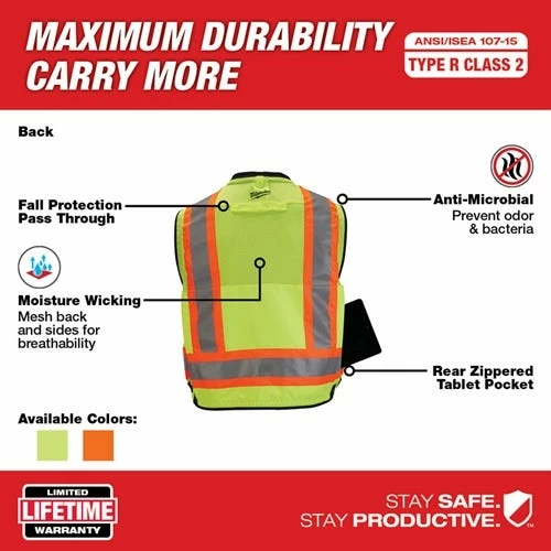 Milwaukee Type R Class 2 Surveyor's High Visibility 27 Pocket Orange Safety Vest - 2XL/3XL 48-73-5167 Milwaukee Tools Milwaukee Type R Class 2 Surveyor's High Visibility 27 Pocket Orange Safety Vest - 2XL/3XL 48-73-5167 -Klein Tools Shop