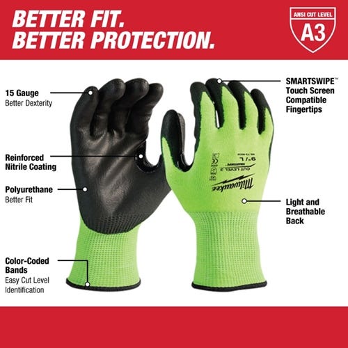 Milwaukee High-Visibility Cut Level 3 Polyurethane Dipped Gloves - Medium 48-73-8931 Milwaukee Tools Milwaukee High-Visibility Cut Level 3 Polyurethane Dipped Gloves - Medium 48-73-8931 -Klein Tools Shop 24614 4 m9ypdrpxzmpuuog8 3