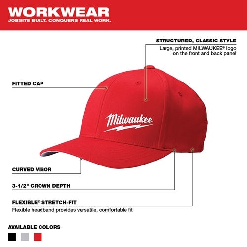 Milwaukee Fitted Red Hat - Fit 504R Milwaukee Tools Milwaukee Fitted Red Hat - Fit 504R -Klein Tools Shop