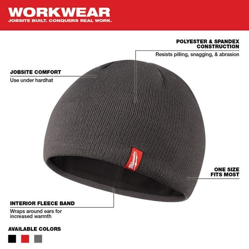 Milwaukee One Size Fleece Lined Knit Hat - Gray 502G Milwaukee Tools Milwaukee One Size Fleece Lined Knit Hat - Gray 502G -Klein Tools Shop