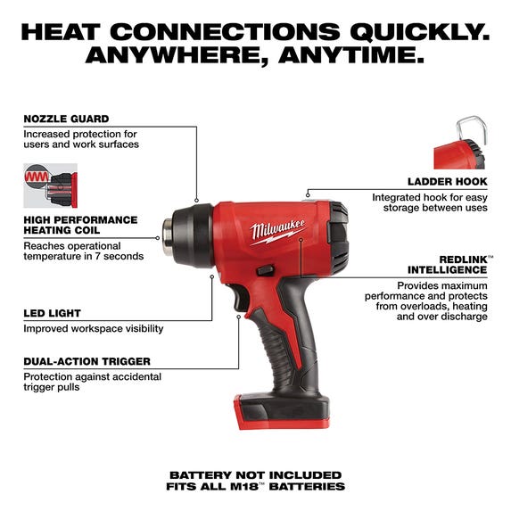 Milwaukee M18 Compact Heat Gun (Bare Tool) 2688-20 Milwaukee Tools Milwaukee M18 Compact Heat Gun (Bare Tool) 2688-20 -Klein Tools Shop 2688 20 3