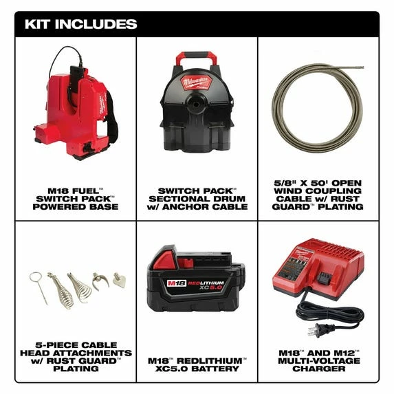 Milwaukee Tools Milwaukee M18 FUEL SWITCH PACK Sectional Drum System 5/8" X 50' Kit 2775E-211 - Image 4