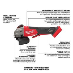 Milwaukee Tools Milwaukee M18 FUEL 5" Flathead Braking Grinder W/ Paddle Switch, No-Lock (Tool Only) 2886-20 5 Milwaukee Tools Milwaukee M18 FUEL 5" Flathead Braking Grinder W/ Paddle Switch, No-Lock (Tool Only) 2886-20 -Klein Tools Shop 2886 20 4