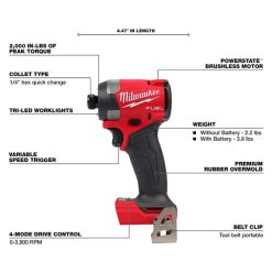 Milwaukee Tools Milwaukee M18 FUEL 1/4" Hex Impact Driver Kit 2953-22 -Klein Tools Shop 2953 20 walk 1