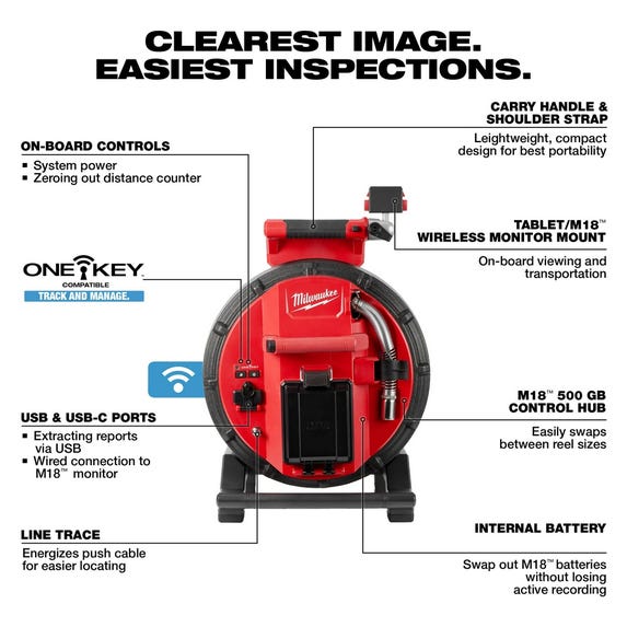 Milwaukee 100’ Flexible Pipeline Inspection Reel 2972-20 Milwaukee Tools Milwaukee 100’ Flexible Pipeline Inspection Reel 2972-20 -Klein Tools Shop 2972 20 3