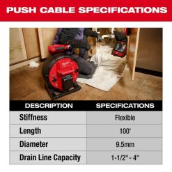 Milwaukee Tools Milwaukee 100’ Flexible Pipeline Inspection Reel 2972-20 4 Milwaukee Tools Milwaukee 100’ Flexible Pipeline Inspection Reel 2972-20 -Klein Tools Shop 2972 20 4