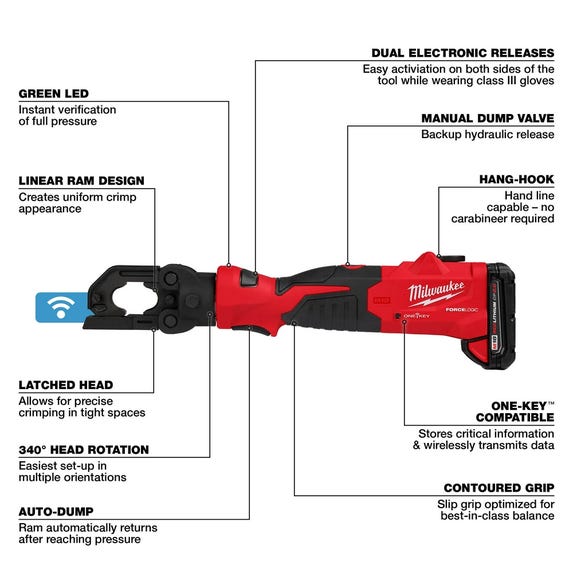 Milwaukee M18™ FORCE LOGIC™ 6T Latched Linear Utility Crimper 2979-22 Milwaukee Tools Milwaukee M18™ FORCE LOGIC™ 6T Latched Linear Utility Crimper 2979-22 -Klein Tools Shop 2979 22 3