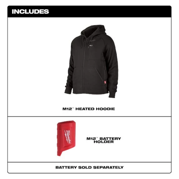 Milwaukee M12 Black Heated Hoodie Only 306B-20 Milwaukee Tools Milwaukee M12 Black Heated Hoodie Only 306B-20 -Klein Tools Shop 306b 20 1