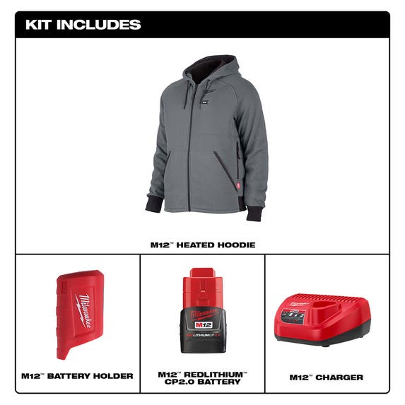 Milwaukee M12 Gray Heated Hoodie Kit 306G-21 Milwaukee Tools Milwaukee M12 Gray Heated Hoodie Kit 306G-21 -Klein Tools Shop 306g 21 8
