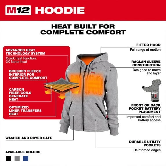 Milwaukee Tools Milwaukee M12 Women's Black Heated Hoodie - Kit 336B-21 - Image 4