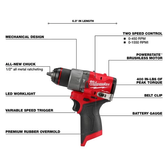 Milwaukee Tools Milwaukee M12 FUEL 1/2" Hammer Drill/Driver 3404-20 - Image 2