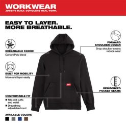 Milwaukee Tools Milwaukee Midweight Pullover Hoodie - Black 351B -Klein Tools Shop 351b 5