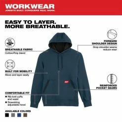 Milwaukee Tools Milwaukee Midweight Pullover Hoodie - Blue 351BL 5 Milwaukee Tools Milwaukee Midweight Pullover Hoodie - Blue 351BL -Klein Tools Shop 351bl