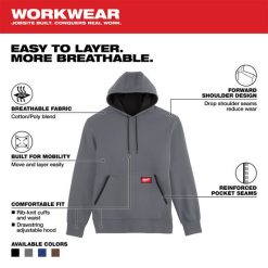 Milwaukee Tools Milwaukee Midweight Pullover Hoodie - Gray 351G 5 Milwaukee Tools Milwaukee Midweight Pullover Hoodie - Gray 351G -Klein Tools Shop 351g 2x 3 1