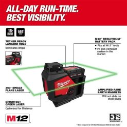 Milwaukee Tools Milwaukee M12 Green 360° Single Plane Laser Kit 3631-21 -Klein Tools Shop 3631 20 3 1