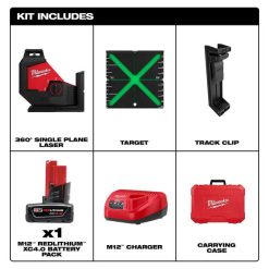 Milwaukee Tools Milwaukee M12 Green 360° Single Plane Laser Kit 3631-21 -Klein Tools Shop 3631 21 3