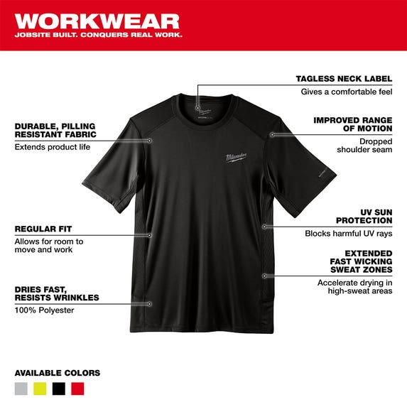 Milwaukee WORKSKIN Lightweight Short Sleeve Performance Shirt - Black 414B Milwaukee Tools Milwaukee WORKSKIN Lightweight Short Sleeve Performance Shirt - Black 414B -Klein Tools Shop 414b 2