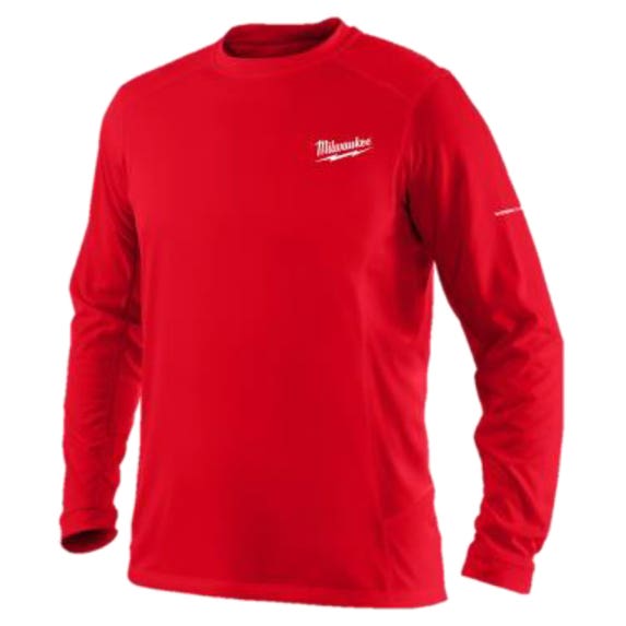 Milwaukee WORKSKIN Lightweight Long Sleeve Performance Shirt - Red 415R Milwaukee Tools Milwaukee WORKSKIN Lightweight Long Sleeve Performance Shirt - Red 415R -Klein Tools Shop 415r