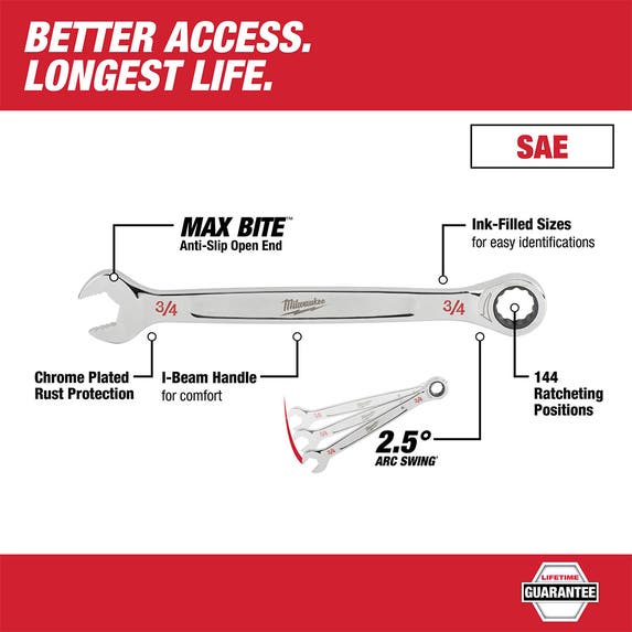 Milwaukee 1-1/16" SAE Ratcheting Combination Wrench 45-96-9234 Milwaukee Tools Milwaukee 1-1/16" SAE Ratcheting Combination Wrench 45-96-9234 -Klein Tools Shop 45 96 9234 2