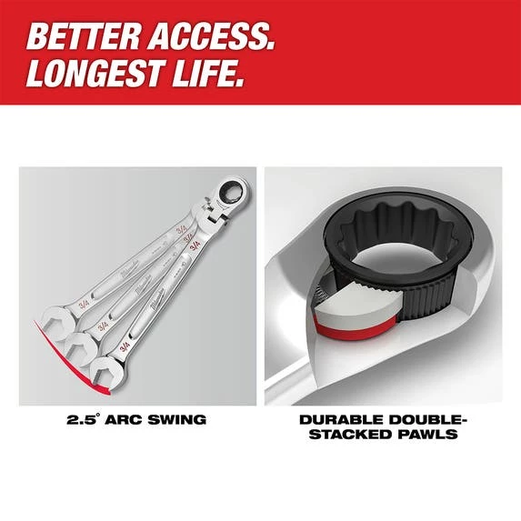 Milwaukee Tools Milwaukee 24MM Metric Flex Head Ratcheting Combination Wrench 45-96-9624 - Image 3