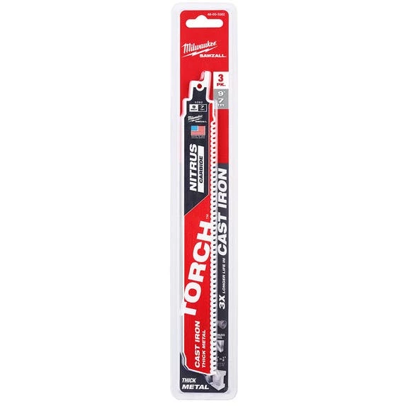Milwaukee Tools Milwaukee 9" NITRUS Carbide CAST IRON Torch Sawzall Blade (3 Pack) 48-00-5362