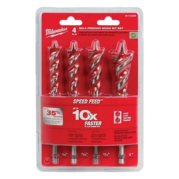 Milwaukee Tools Milwaukee 4Pc. 6-1/2" SPEED FEED Wood Bit Set 48-13-0400