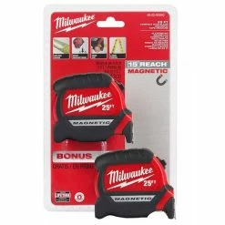 Milwaukee Tools Milwaukee 25' Compact Wide Blade Magnetic Tape Measure (2 Pack) 48-22-0325G