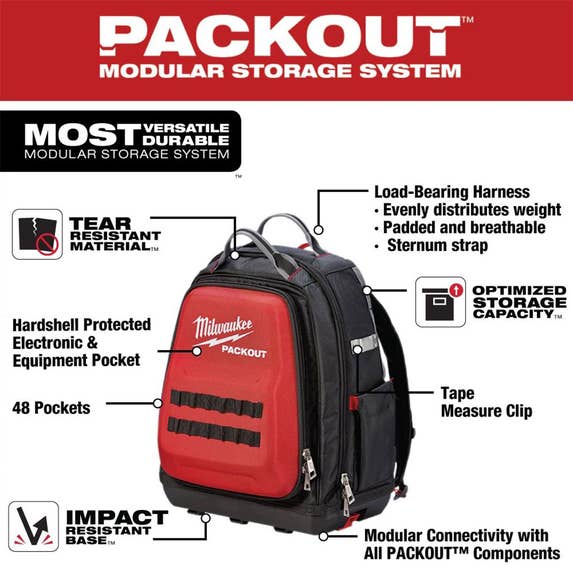Milwaukee PACKOUT Tech Backpack 48 Pockets 48-22-8301 Milwaukee Tools Milwaukee PACKOUT Tech Backpack 48 Pockets 48-22-8301 -Klein Tools Shop 48 22 8301 3