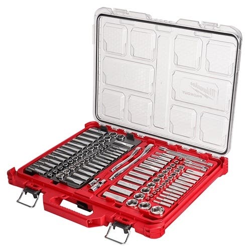 Milwaukee 1/4" & 3/8" Drive 106pc SAE & METRIC Ratchet & Socket Set PACKOUT 48-22-9486 Milwaukee Tools Milwaukee 1/4" & 3/8" Drive 106pc SAE & METRIC Ratchet & Socket Set PACKOUT 48-22-9486 -Klein Tools Shop 48 22