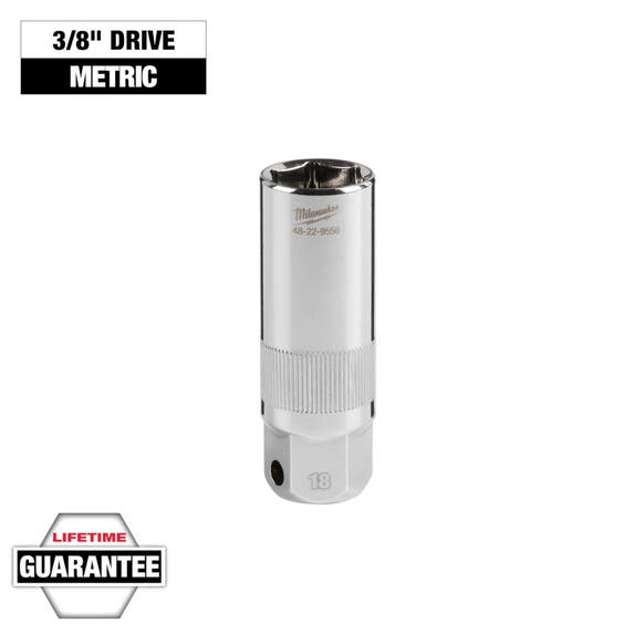 Milwaukee 3/8" Drive 18MM Spark Plug Socket 48-22-9556 Milwaukee Tools Milwaukee 3/8" Drive 18MM Spark Plug Socket 48-22-9556 -Klein Tools Shop 48 22 9556 primary