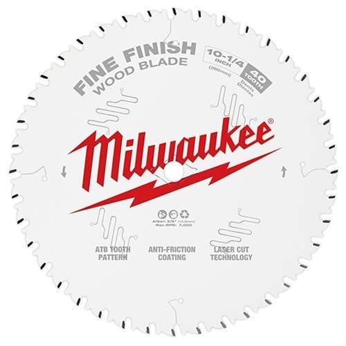Milwaukee 10-1/4" 40 Tooth Fine Finish Circular Saw Blade 48-40-1040 Milwaukee Tools Milwaukee 10-1/4" 40 Tooth Fine Finish Circular Saw Blade 48-40-1040 -Klein Tools Shop 48 40