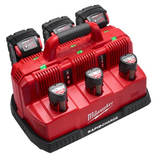 Milwaukee M12 & M18 6 Bay Rapid Charge Station 48-59-1807 Milwaukee Tools Milwaukee M12 & M18 6 Bay Rapid Charge Station 48-59-1807 -Klein Tools Shop 48 59