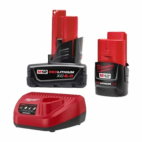 Milwaukee Tools Milwaukee M12 2.0AH System Starter Kit Battery/Charger & XC6.0 Extended Capacity Battery Kit 48-59-2420KIT